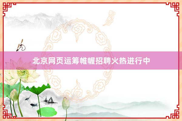 北京网页运筹帷幄招聘火热进行中